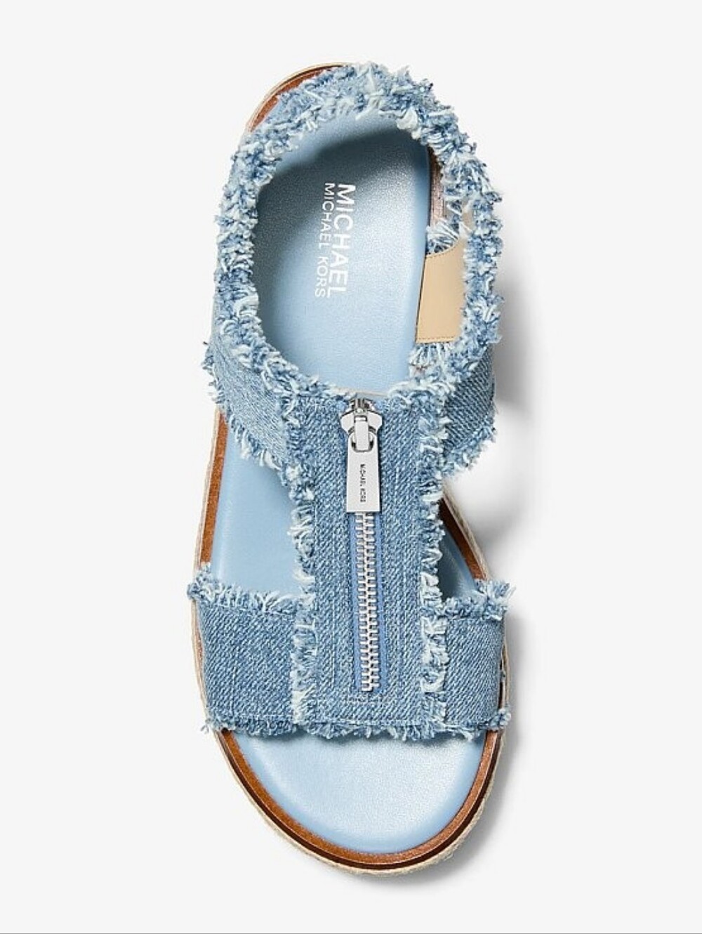Michael Kors Berkley Frayed Denim Espadrille Sandal Light Blue Sz 8.5 New